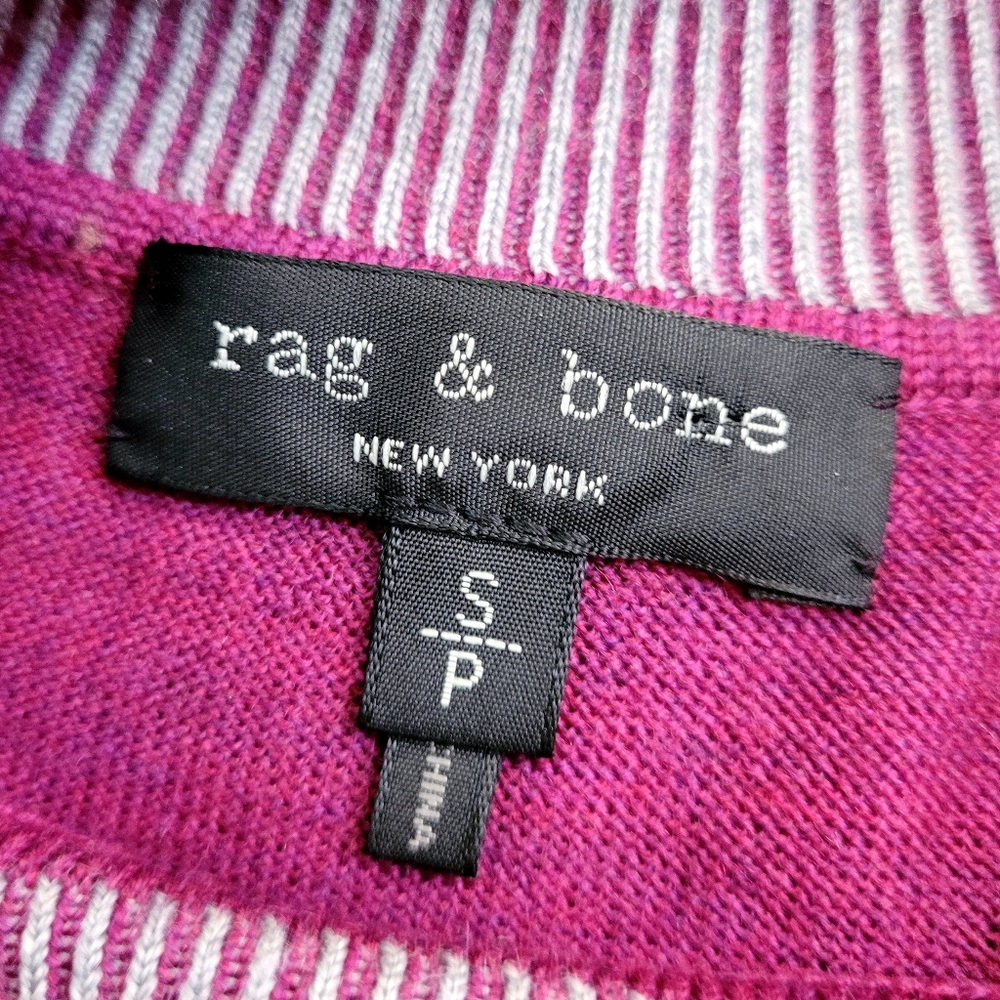 RAG & BONE Pamela Raspberry Magenta Heather Merino Wool Lightweight Sweater S - Picture 6 of 9